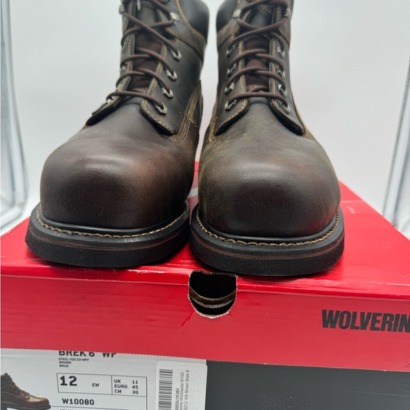 Men’s Wolverine Brek 6” WP steel toe work boots brown size 12 - Picture 6 of 6